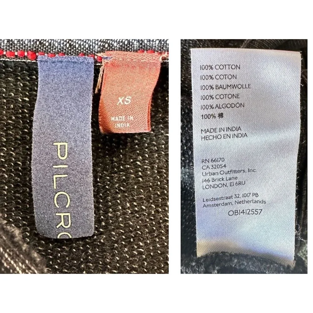 Anthropologie Pilcro Split Back Terry Top XS Extra Small Black Tunic Dis… - Picture 12 of 12